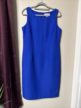 #824 Danilo Royal Blue Sleeveless Textured Shift Dress Size 10